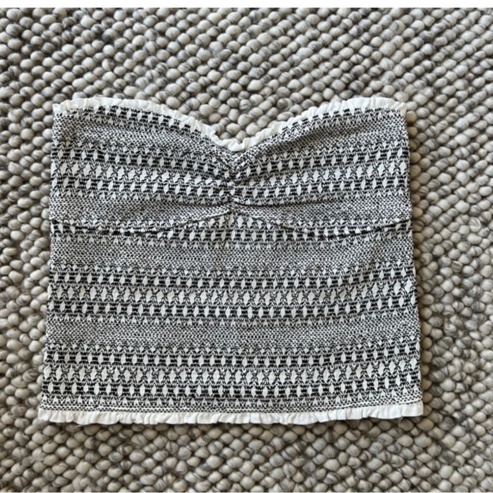 anthropologie smocked, strapless top